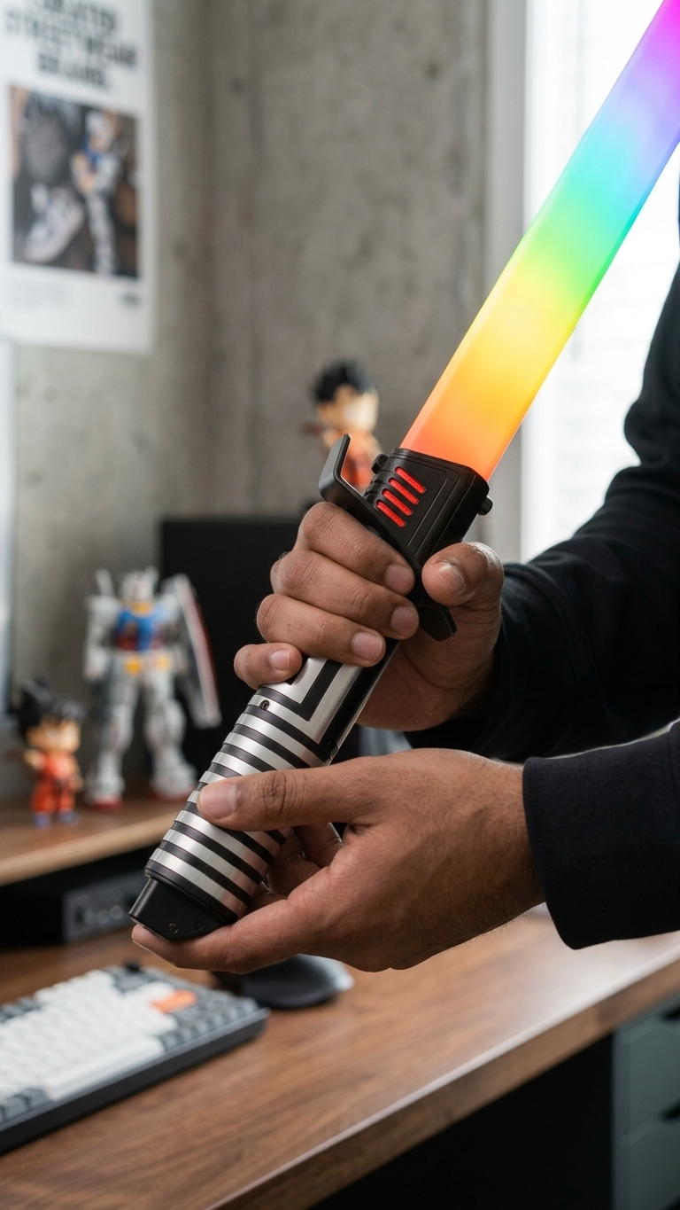 Cyberpunk Katana: "Pixel Flow Arc" Premium 68cm Rechargeable LED Luminous Saber Sword with Combat Sound Effects