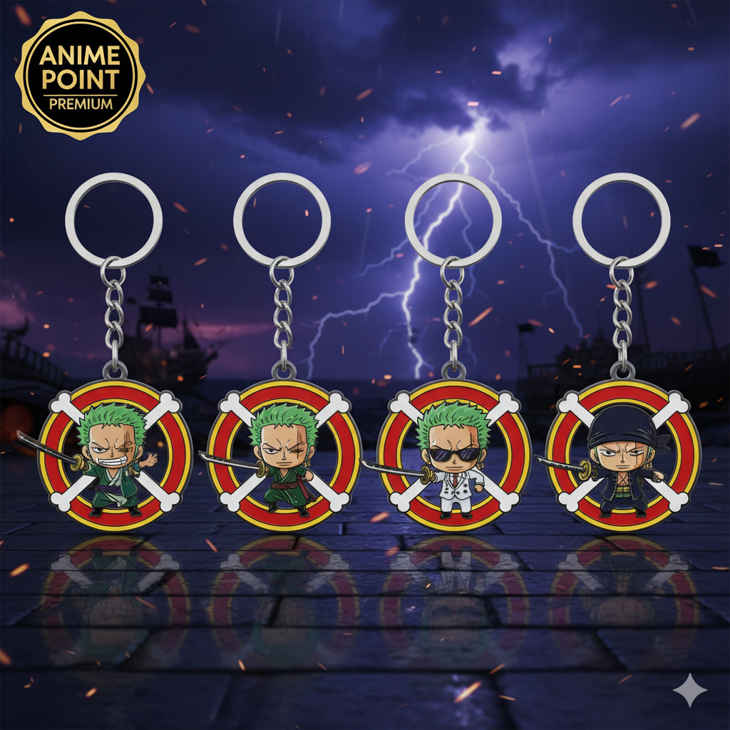 ⚔️ Roronoa Zoro Metal Rotating Keychain (Designs as per Availability)