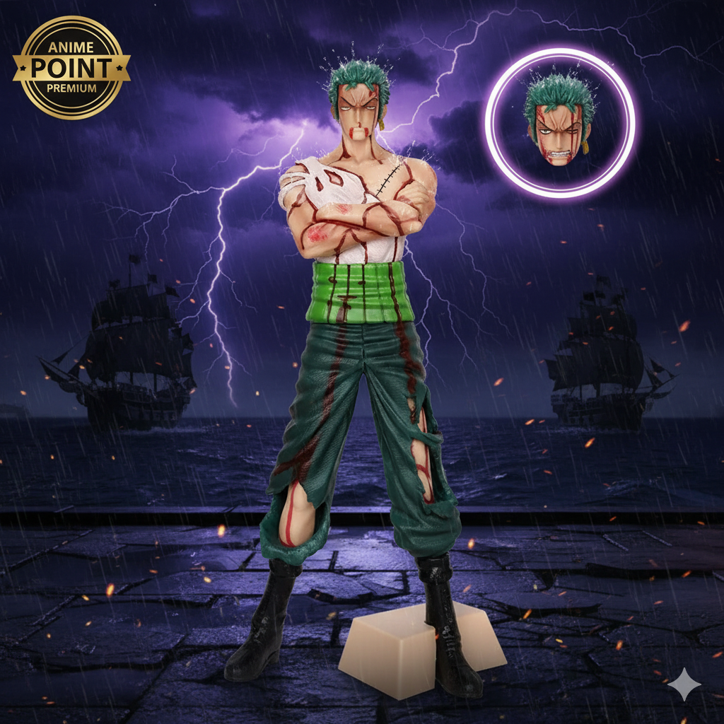 ⚔️ One Piece – Zoro Standing Action Figure (Double Head) | 28.5cm