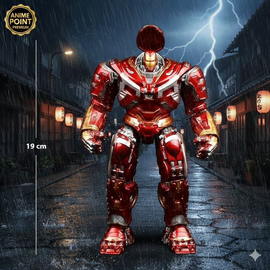 Red Armored Superhero Standing Moveable Action Figure – 19cm