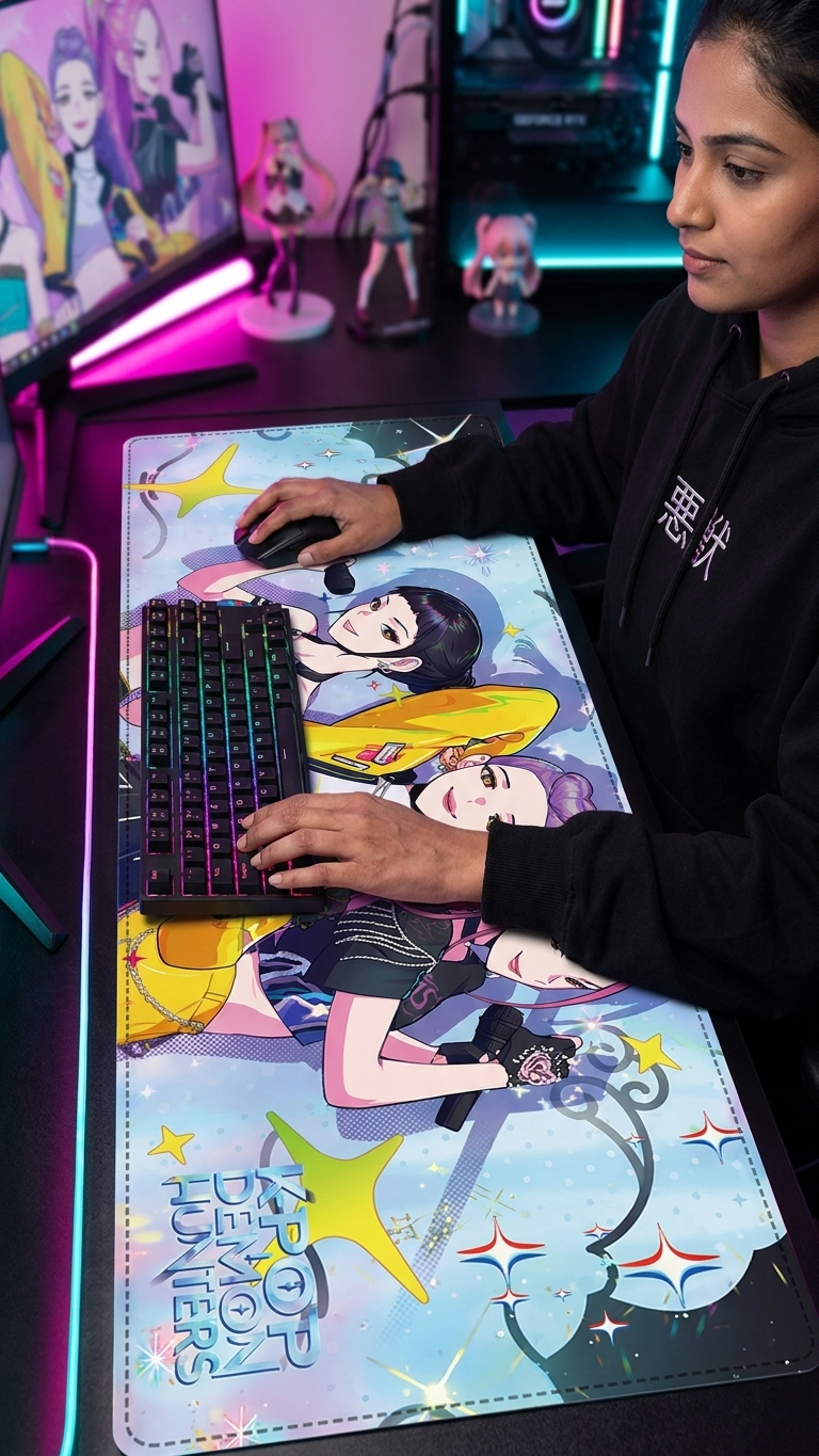 Demon Slayer: "K-Pop Demon Hunters" Inspired Premium Gaming Desk Mat & Mouse Pad (80x30cm)