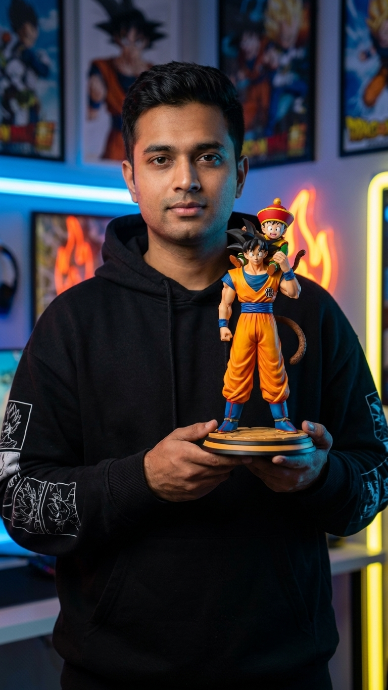 Dragon Ball Z: Son Goku Holding Baby Gohan Nostalgic Family Statue
