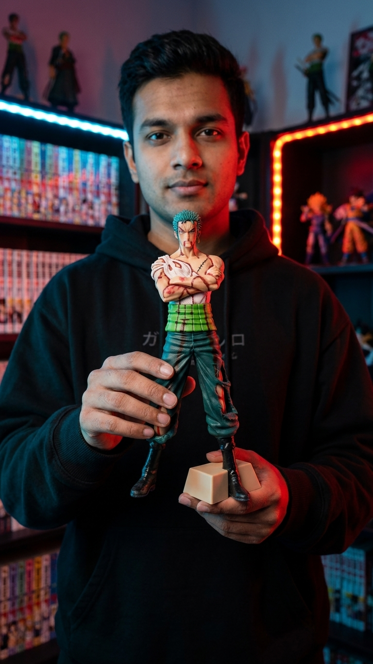 ⚔️ One Piece – Zoro Standing Action Figure (Double Head) | 28.5cm