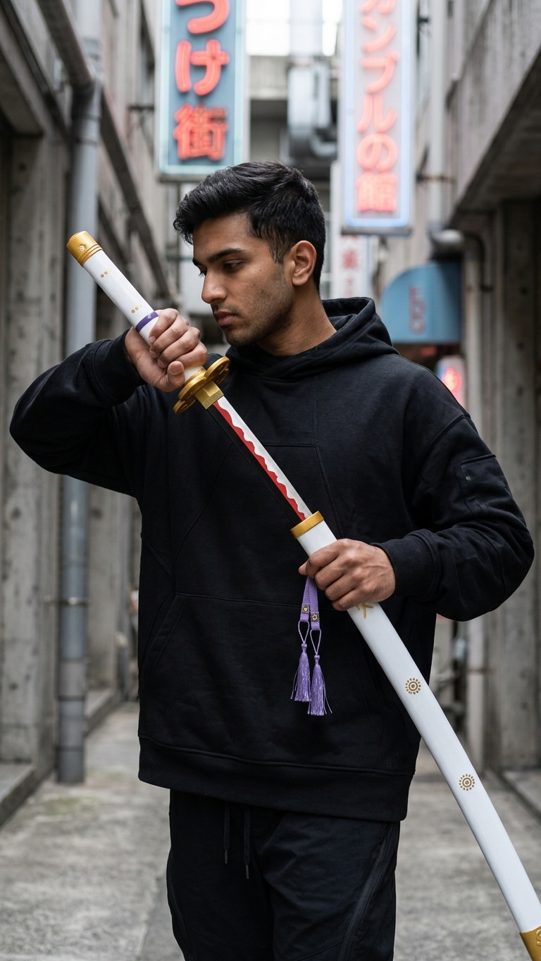 One Piece: Roronoa Zoro "White Enma" Wooden Katana – Master Series (104cm)