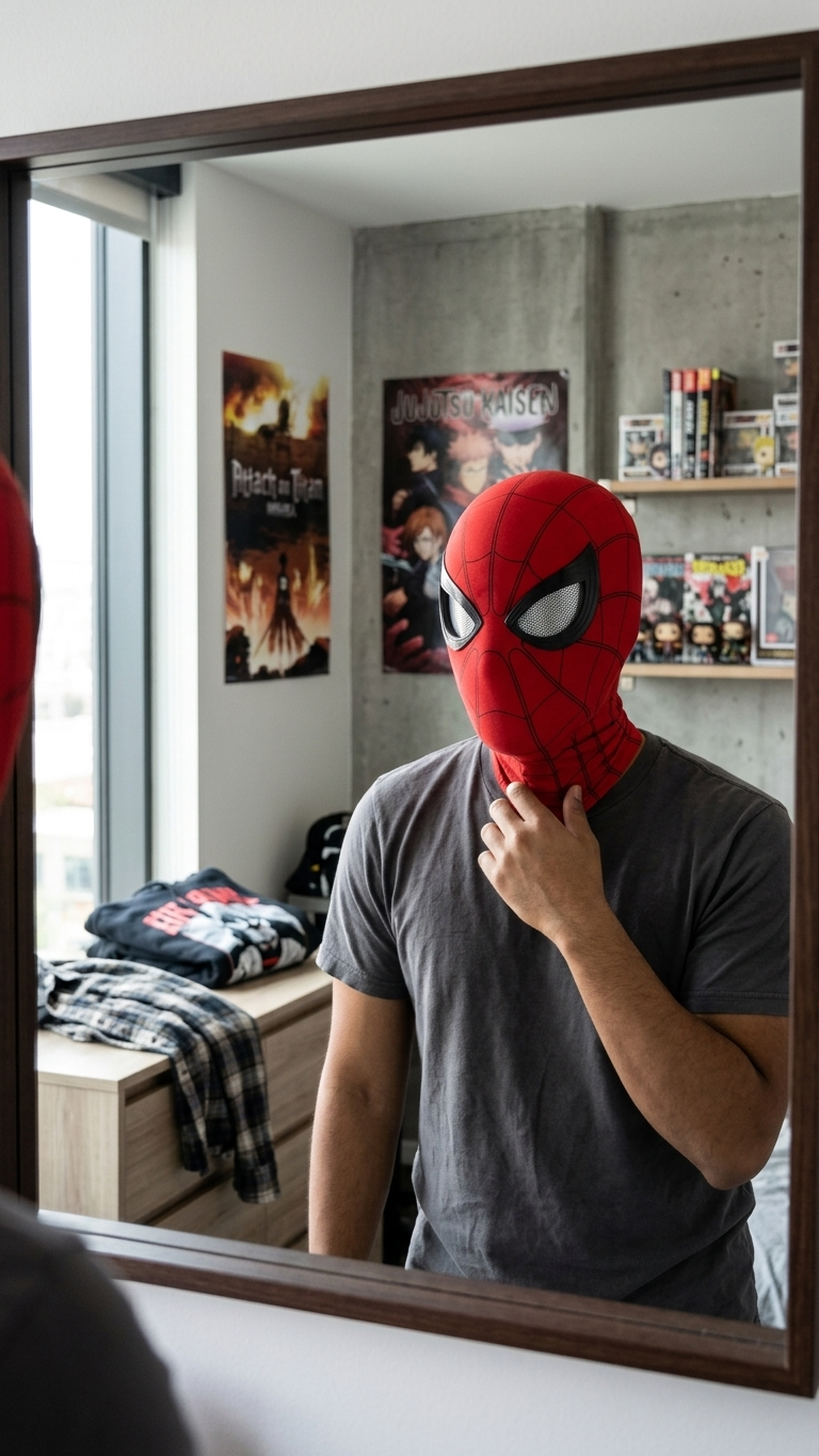 Spider-Man Classic Red Interactive Mask with Chin-Activated Lens Motion