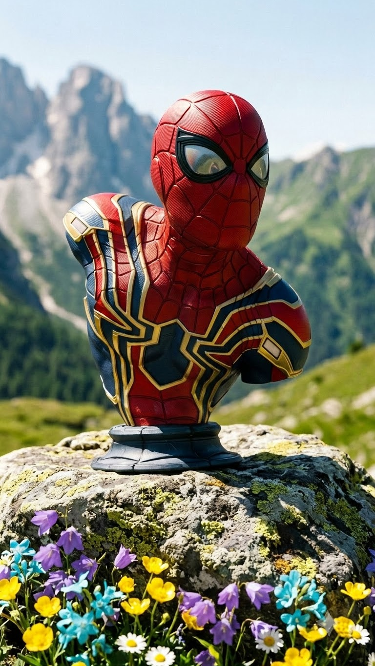 Spider-Man Iron Spider Bust | Red, Blue & Gold Superhero Collectible Figure