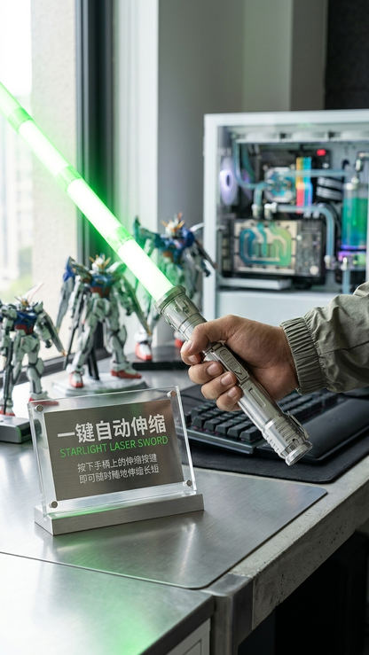 Star Wars Starlight Laser Sword: "One-Key Mechanical Ignition" Premium Automatic Telescopic Lightsaber