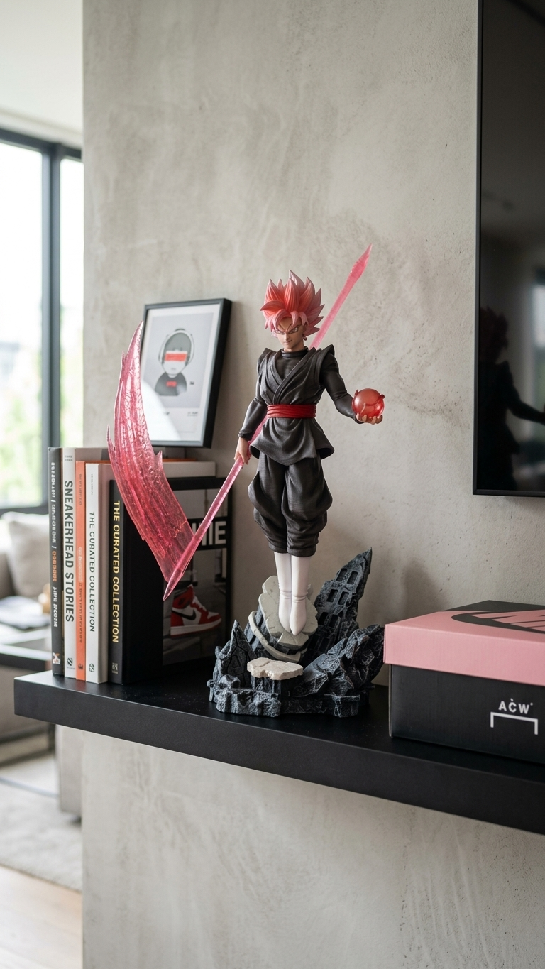 🔥 Dragon Ball Z – Goku Black (Rosé) Standing Figure on Stone Base (36cm)