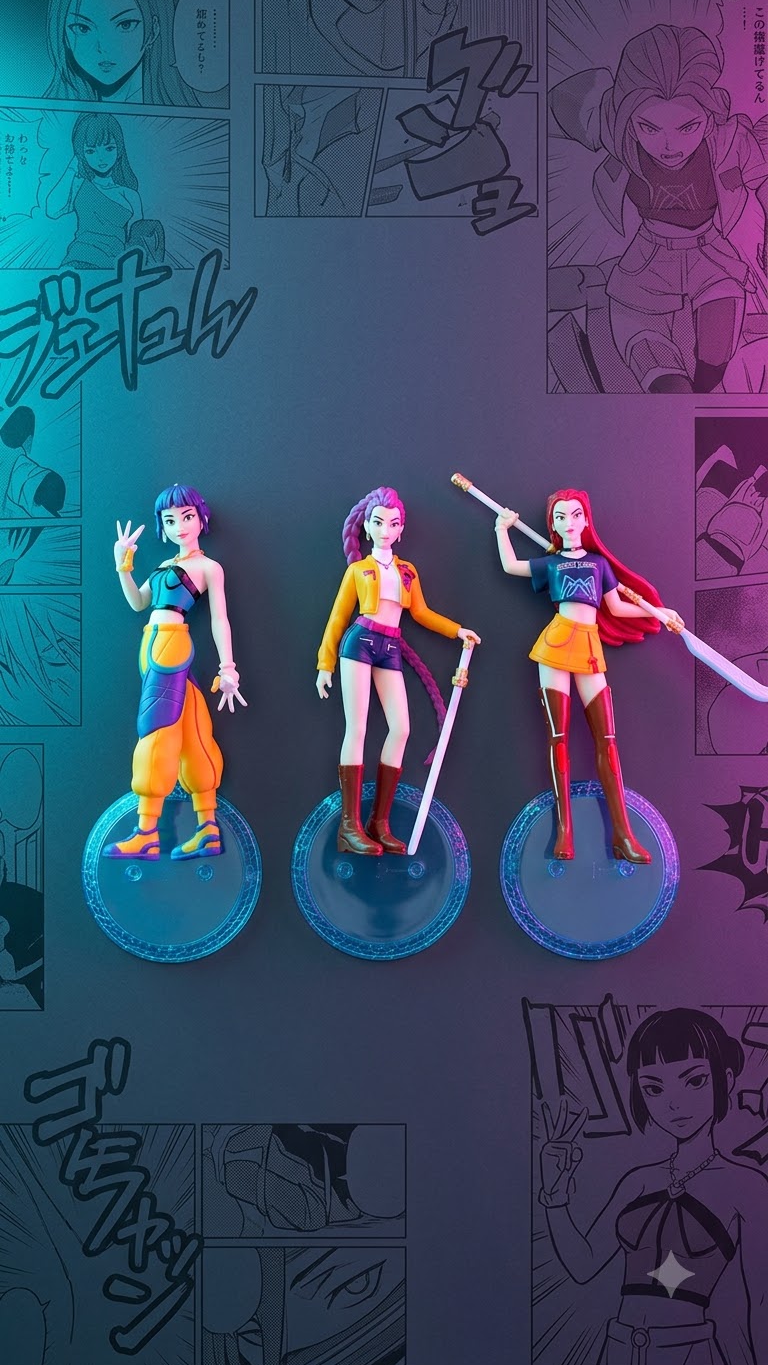 Demon Hunters: K-Pop Idol Huntresses 15.5cm Action Figure Collection (Pack of 3 with Display Bases)