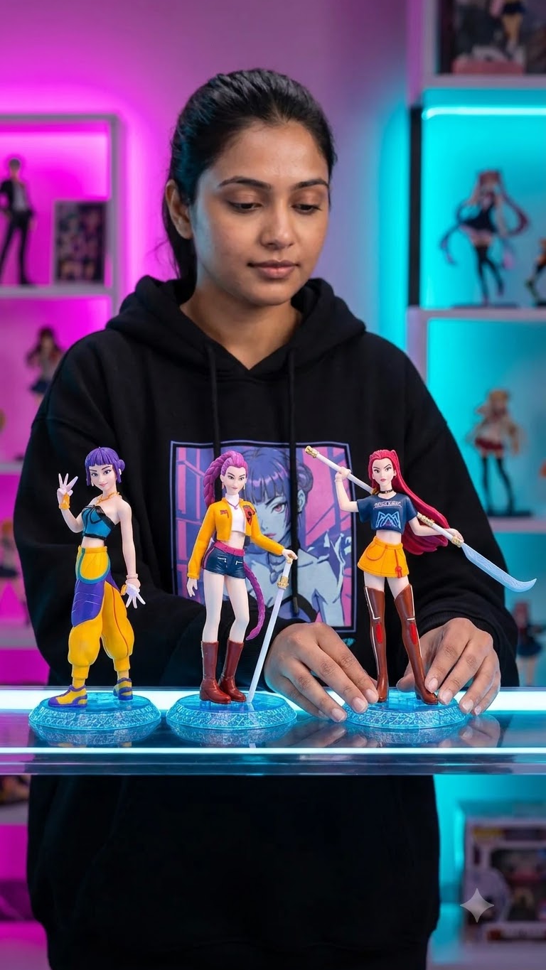 Demon Hunters: K-Pop Idol Huntresses 15.5cm Action Figure Collection (Pack of 3 with Display Bases)