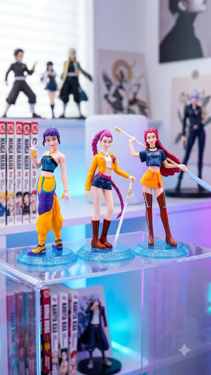 Demon Hunters: K-Pop Idol Huntresses 15.5cm Action Figure Collection (Pack of 3 with Display Bases)
