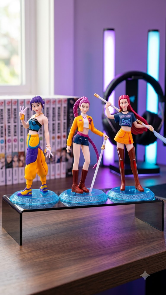 Demon Hunters: K-Pop Idol Huntresses 15.5cm Action Figure Collection (Pack of 3 with Display Bases)
