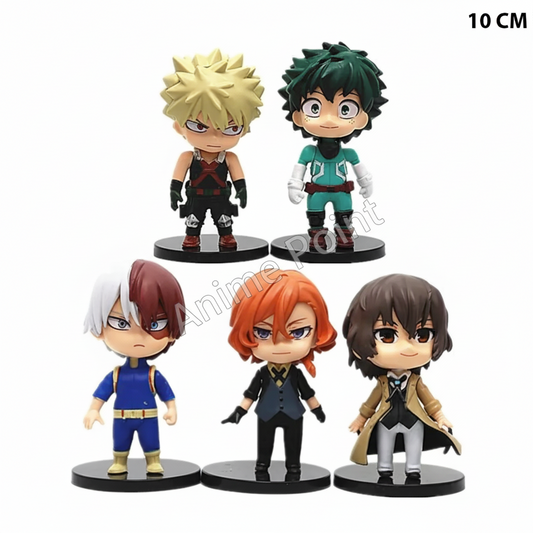 Anime Chibi Figure Collection - My Hero Academia & Bungou Stray Dogs Crossover Set (5 Pieces)
