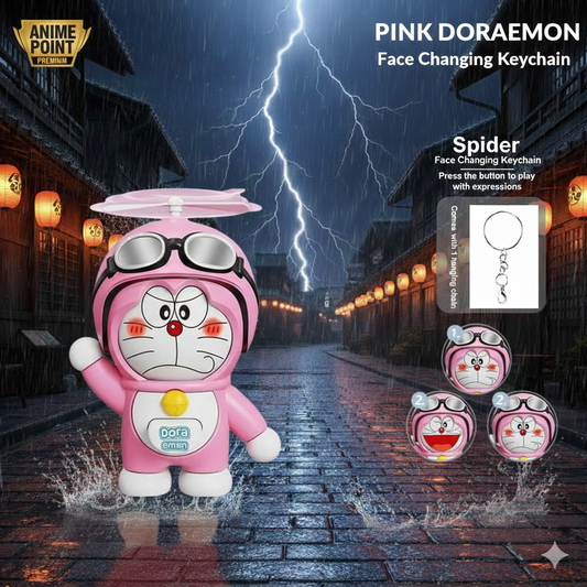 Pink Doraemon Face Changing Keychain | Cute Expression Toy