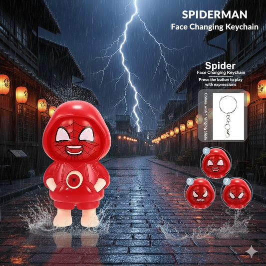 Spiderman Face Changing Keychain | Press Button Expression Toy