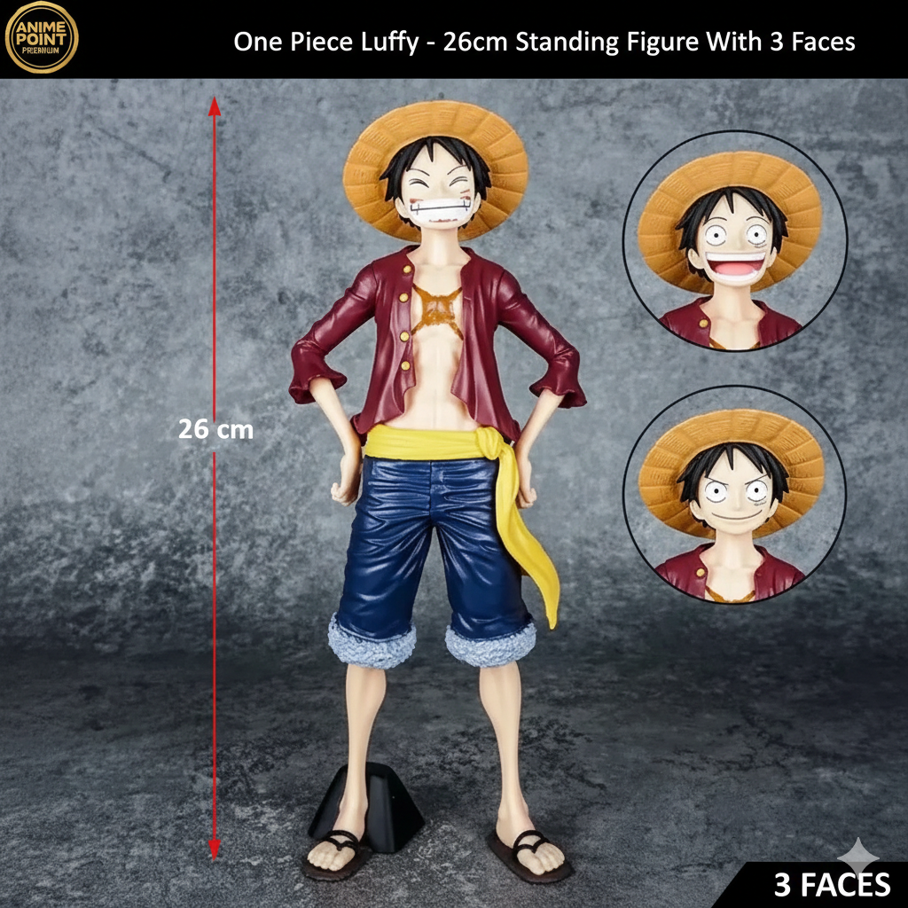 One Piece Monkey D. Luffy Standing Figure with Double Face – 26.5cm