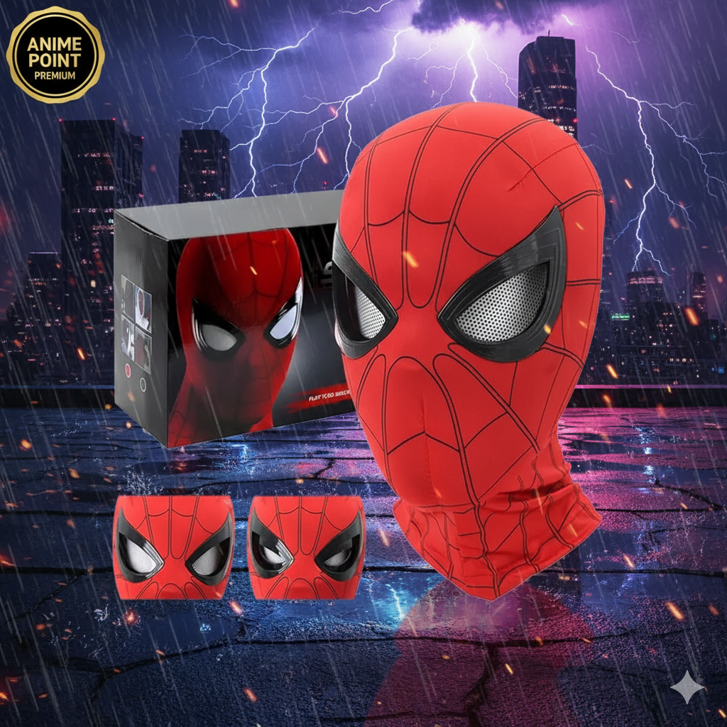 🕷️ Spiderman Face Mask with Moving Eyes & Jaw Motion (With Box)