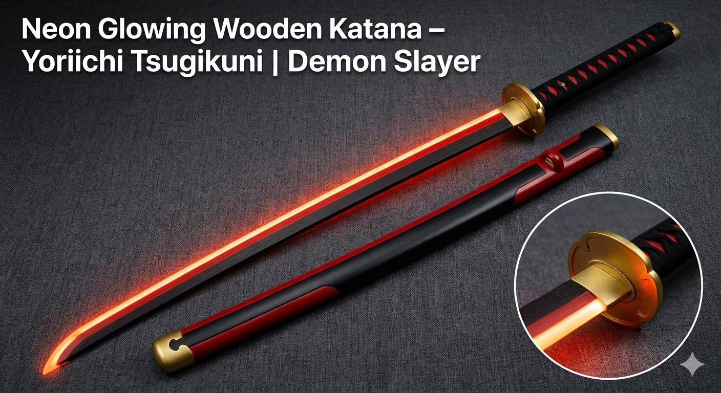 Neon Glowing Wooden Katana – Yoriichi Tsugikuni | Demon Slayer