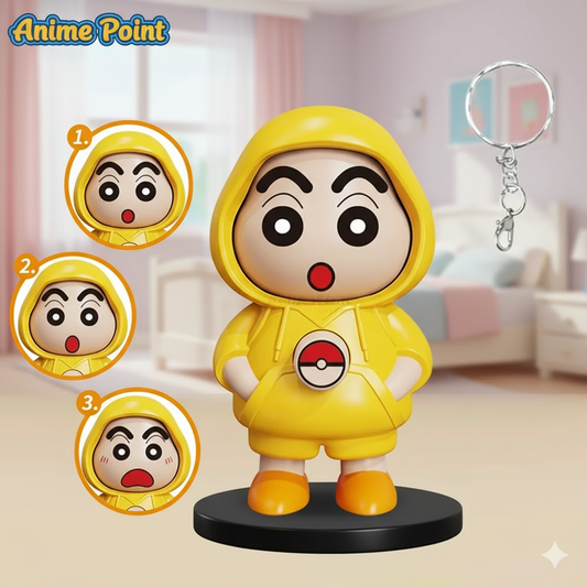 🤪 Shinchan Face Changing Keychain – 3 Expressions (9.7cm)
