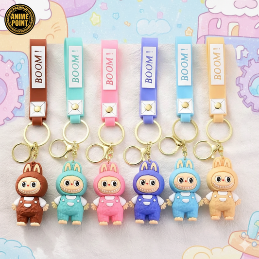 Labubu 3D Keychain – Set of 6 Cute Designs 🌈