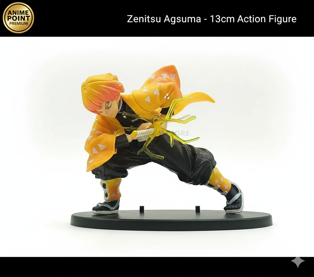 Demon Slayer Zenitsu Agatsuma 13cm Action Figure | Thunder Breathing Sword Pose | Kimetsu no Yaiba Anime Collectible with Stand
