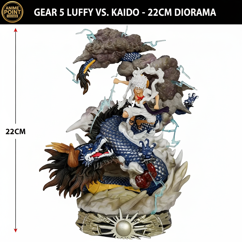 One Piece Gear 5 Luffy vs Kaido Diorama Figure – 22cm | With Box