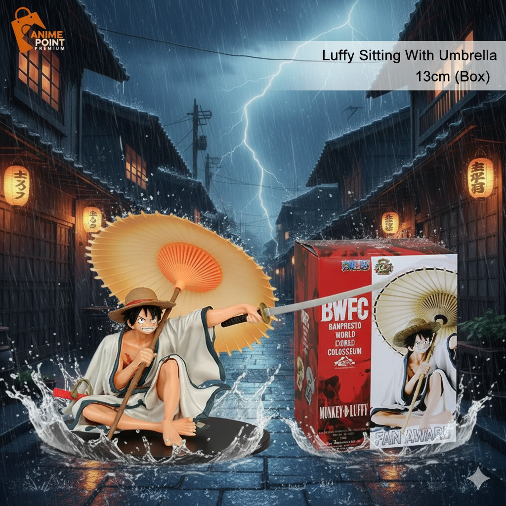 Luffy Sitting with Umbrella Action Figure – 13cm (Boxed)