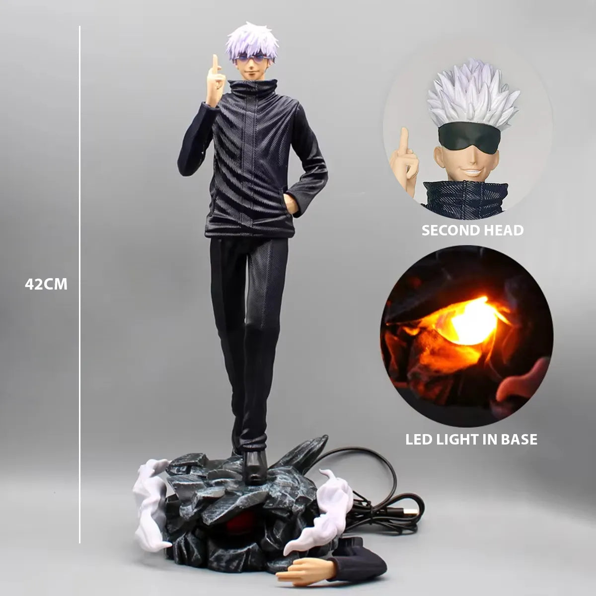 Jujutsu Kaisen: Satoru Gojo "Infinite Domain Expansion" Premium Dual-Head LED Masterpiece Statue (42cm)