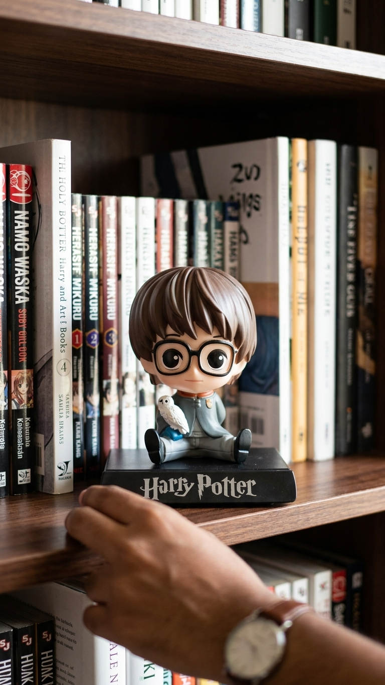 Harry Potter: The Boy Who Lived Chibi Bobblehead & Mobile Holder with Hedwig