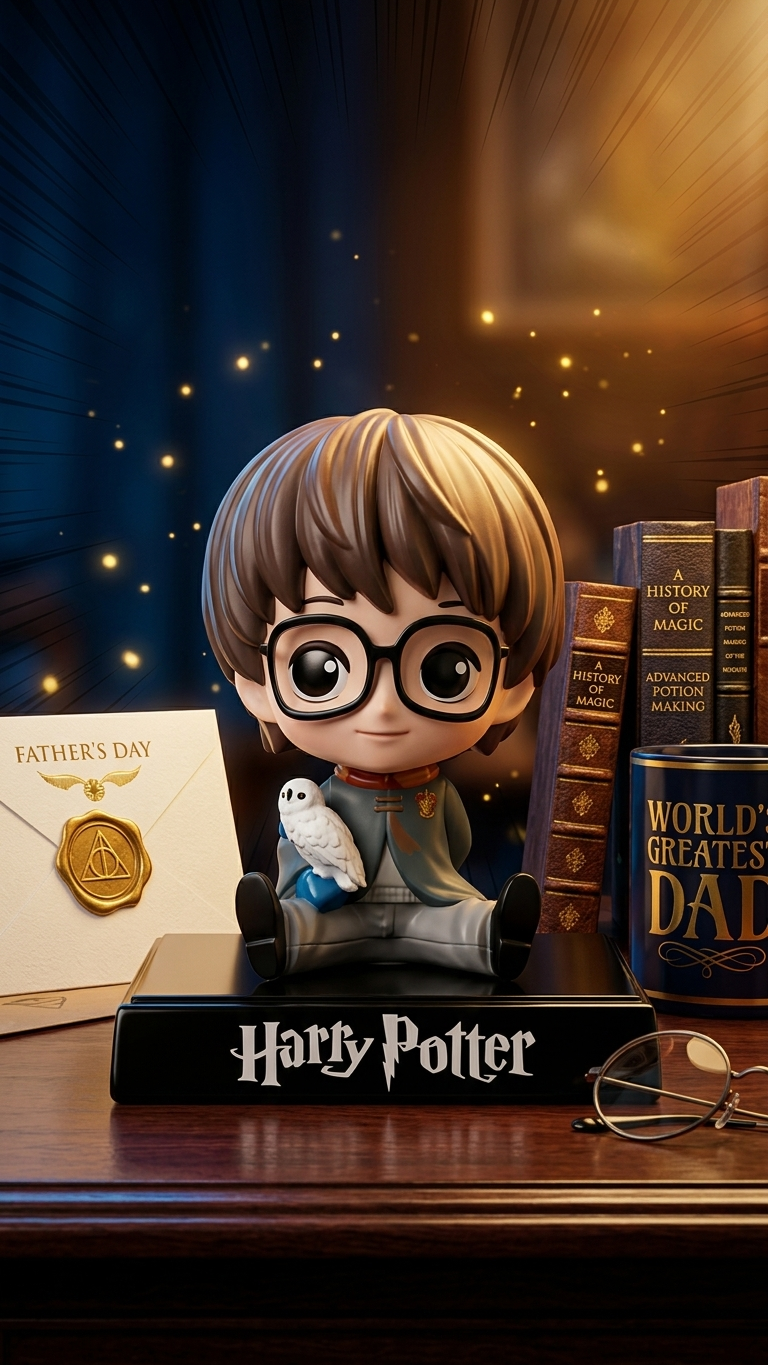 Harry Potter: The Boy Who Lived Chibi Bobblehead & Mobile Holder with Hedwig