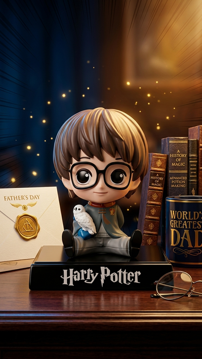 Harry Potter: The Boy Who Lived Chibi Bobblehead & Mobile Holder with Hedwig