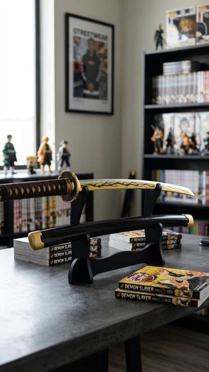 Demon Slayer: Kaigaku "Upper Moon Six – Black Lightning Nichirin Blade" Premium 104cm Cosplay Katana (Fully Assembled)