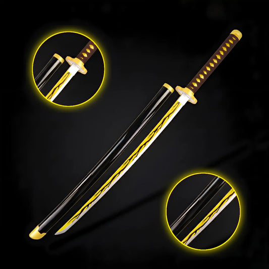 Demon Slayer: Kaigaku "Upper Moon Six – Black Lightning Nichirin Blade" Premium 104cm Cosplay Katana (Fully Assembled)