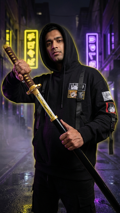 Demon Slayer: Kaigaku "Upper Moon Six – Black Lightning Nichirin Blade" Premium 104cm Cosplay Katana (Fully Assembled)