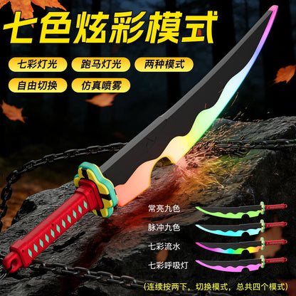 Demon Slayer Inspired: "Tenjin Chaku" Premium LED & Smoke Simulation Shinobi Combat Knife Sword (2-Piece Twin Pack Combo)