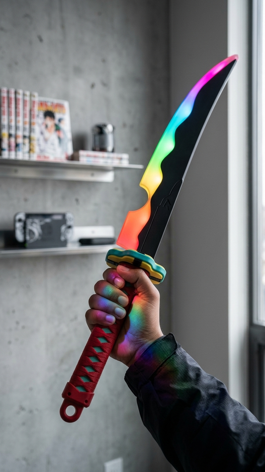 Demon Slayer Inspired: "Tenjin Chaku" Premium LED & Smoke Simulation Shinobi Combat Knife Sword (2-Piece Twin Pack Combo)