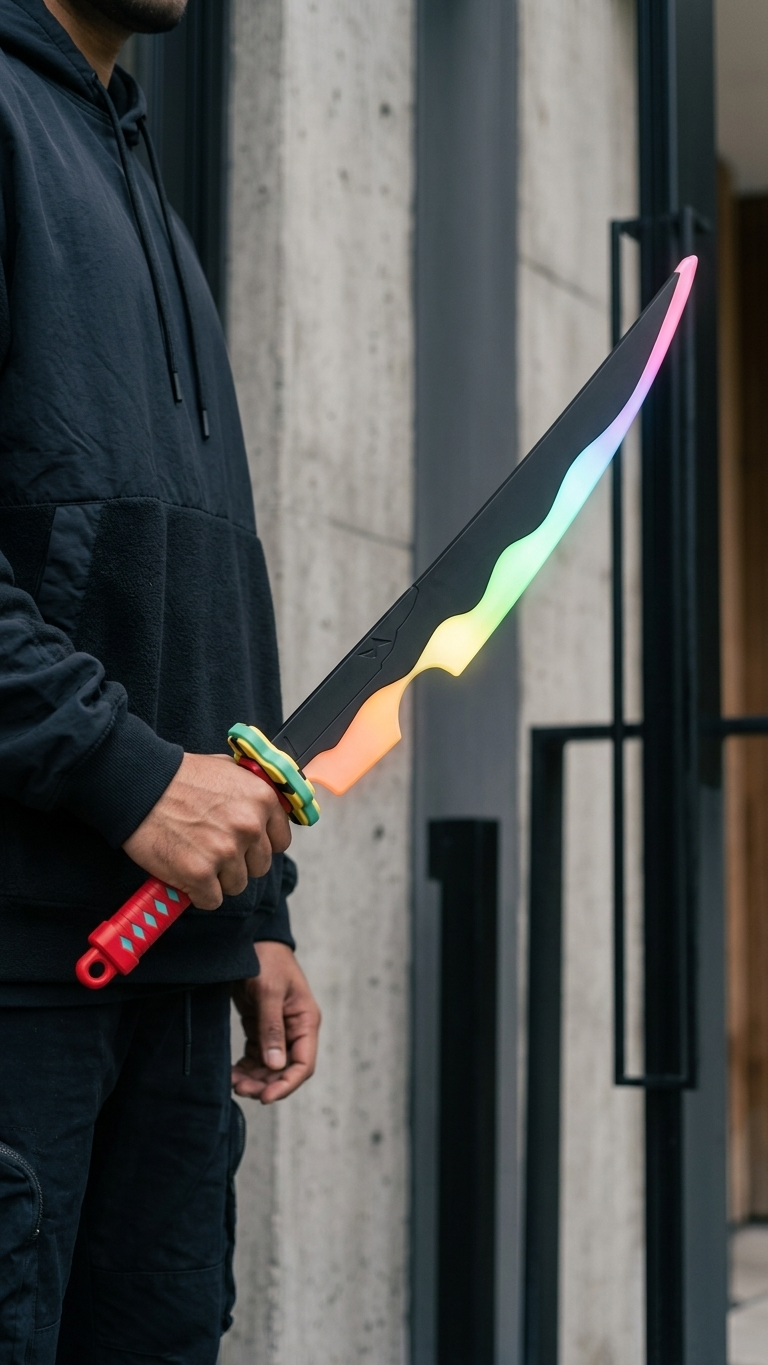 Demon Slayer Inspired: "Tenjin Chaku" Premium LED & Smoke Simulation Shinobi Combat Knife Sword (2-Piece Twin Pack Combo)