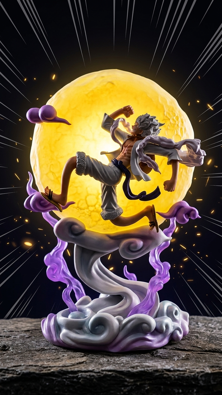 One Piece: Monkey D. Luffy "Gear 5 - Sun God Nika Moonlight Liberation" Premium 28cm LED Lighting Statue (With Box)