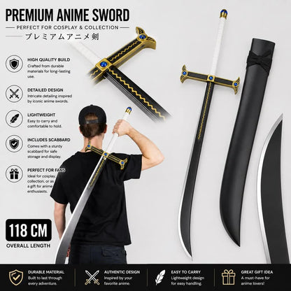 One Piece: Dracule Mihawk "Yoru – The Black Blade" Premium 118cm Life-Scale Anime Replica Sword (With Scabbard)