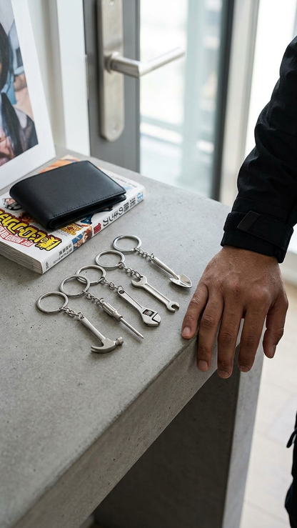 Handyman Essentials: Premium Mini Metal Tool Shape Collectible Keychains (5-Piece Variety Pack)