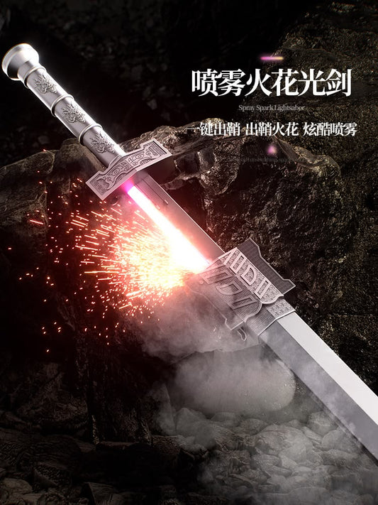 Game of Thrones Style: "Iron Throne Vow" Premium Heavy Spark, Heavy Fog & LED Color-Changing Interactive Broadsword Katana