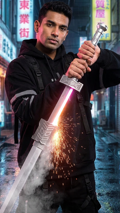 Game of Thrones Style: "Iron Throne Vow" Premium Heavy Spark, Heavy Fog & LED Color-Changing Interactive Broadsword Katana