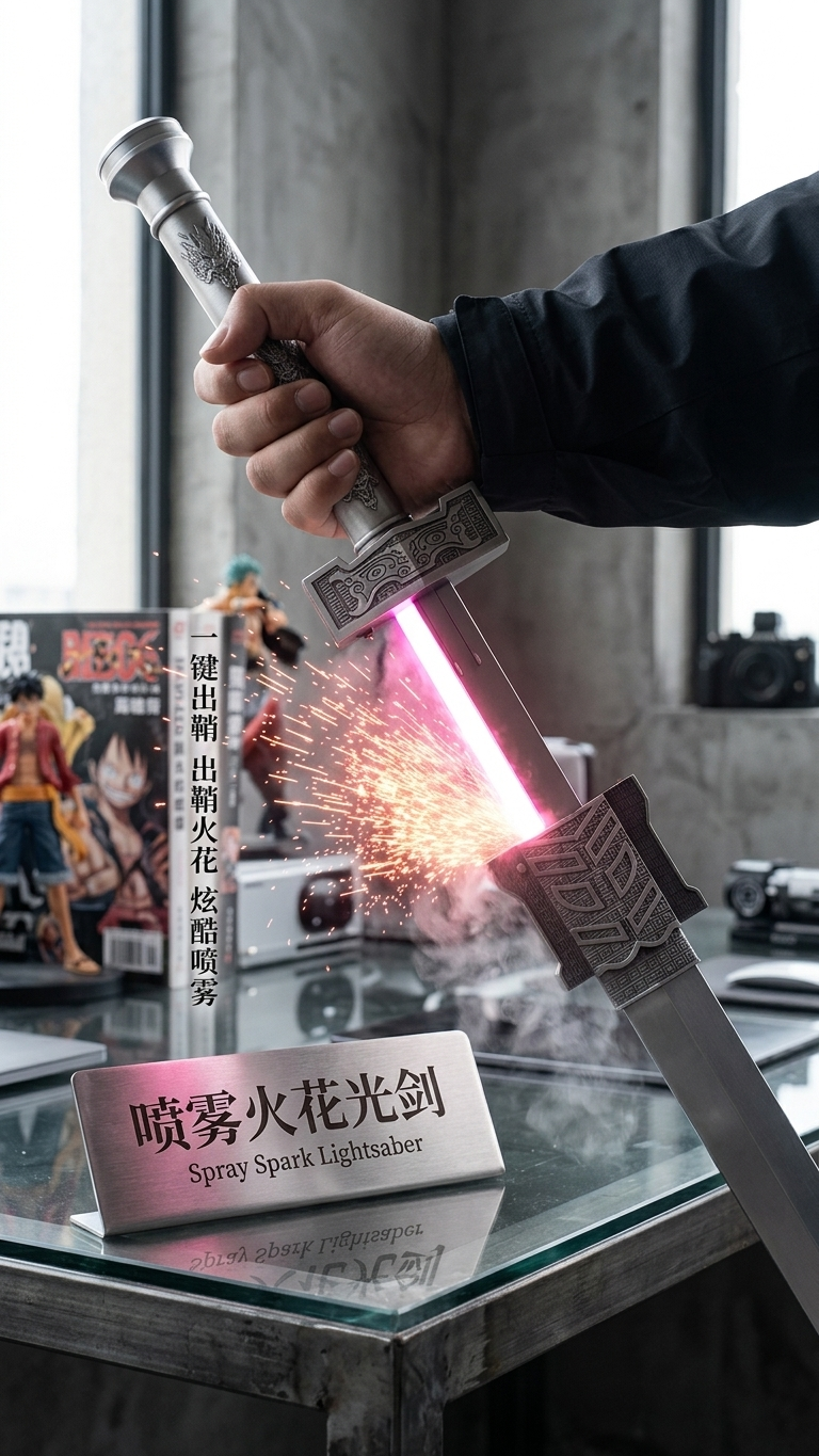 Game of Thrones Style: "Iron Throne Vow" Premium Heavy Spark, Heavy Fog & LED Color-Changing Interactive Broadsword Katana