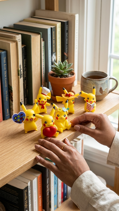 Pokémon: Pikachu "Happy Costume & Hearts" Mini Figurine Set (6-Piece Collection)
