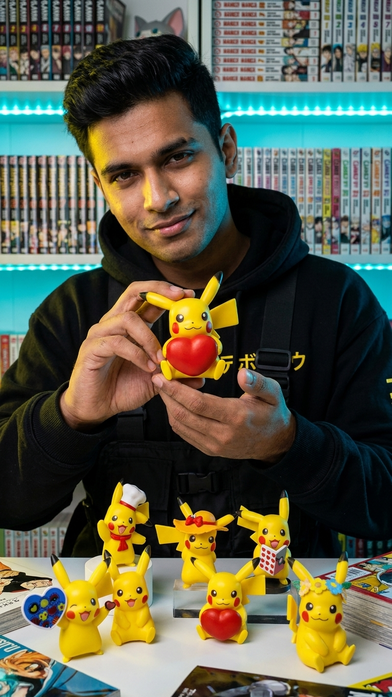 Pokémon: Pikachu "Happy Costume & Hearts" Mini Figurine Set (6-Piece Collection)