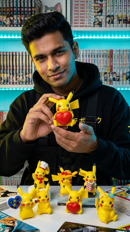 Pokémon: Pikachu "Happy Costume & Hearts" Mini Figurine Set (6-Piece Collection)