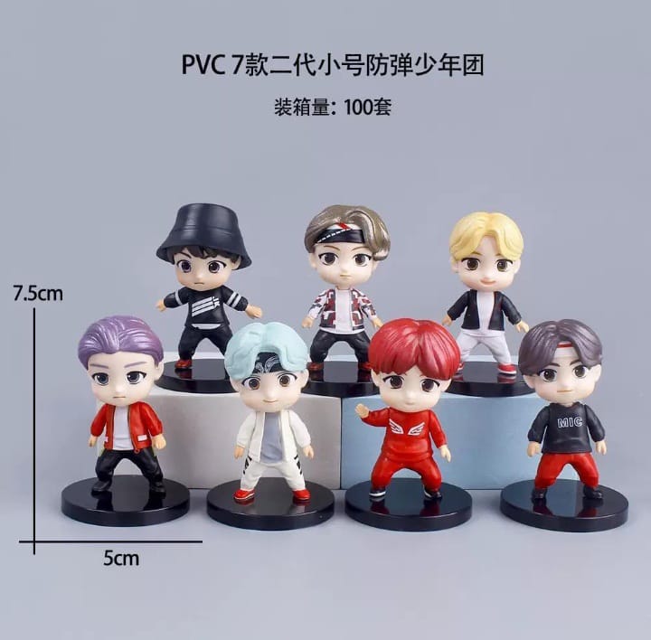 BTS Miniature Figure Set – 6-Piece K-Pop Collectible Display Toys (7.5 cm)