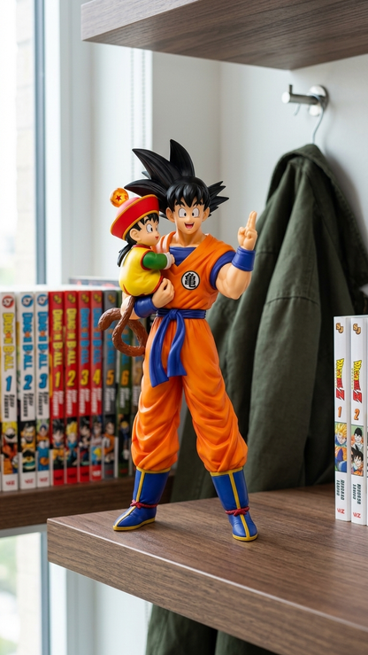 Dragon Ball Z: Son Goku Holding Baby Gohan Nostalgic Family Statue