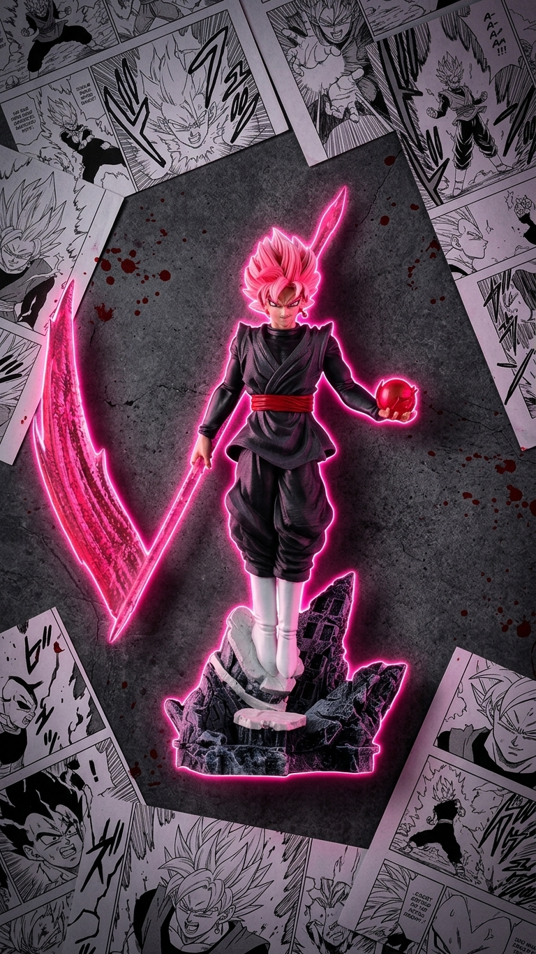 🔥 Dragon Ball Z – Goku Black (Rosé) Standing Figure on Stone Base (36cm)