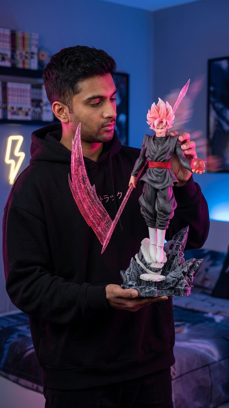 🔥 Dragon Ball Z – Goku Black (Rosé) Standing Figure on Stone Base (36cm)